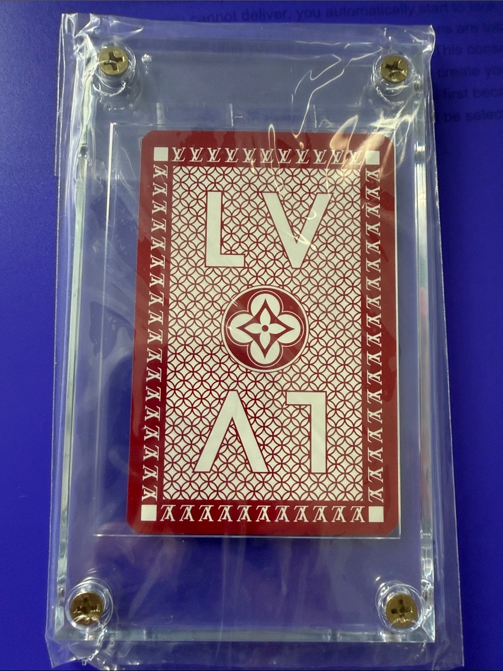 Louis Vuitton Red and White LV Monogram Display Card #1 Spade Acrylic Frame